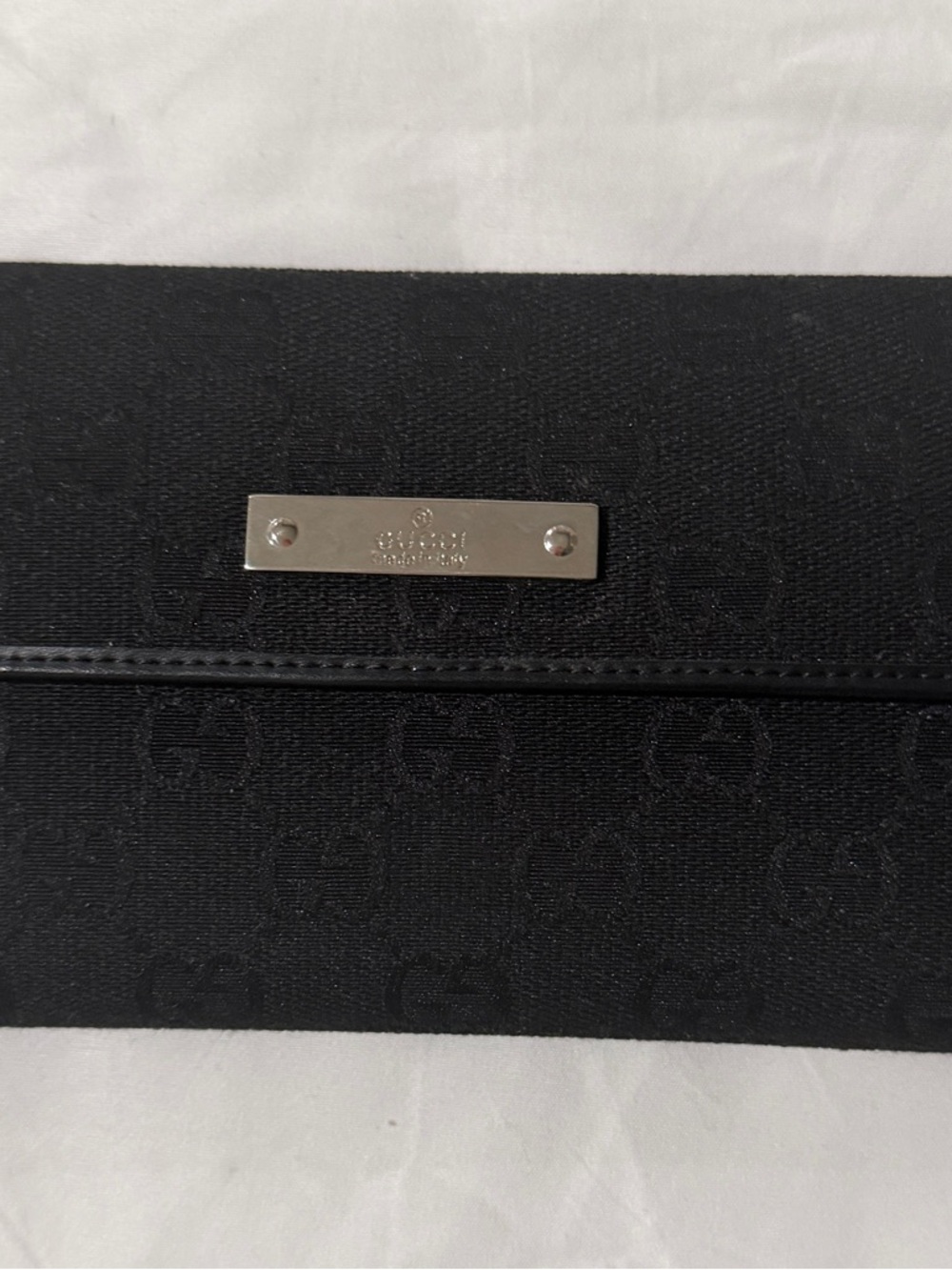 Gucci Black GG Monogram Long Continental Wallet with Silver Plate - Picture 3 of 5